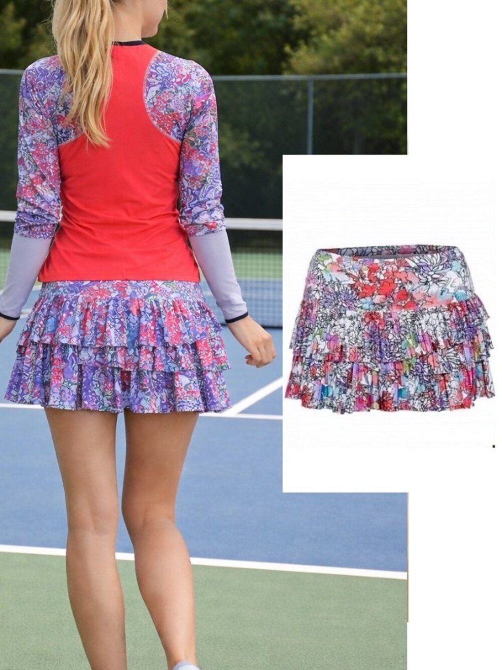 Nwt Lucky In Love Tiered Pleated Tennis Skirt Skort Shorts L Large